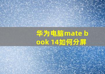 华为电脑mate book 14如何分屏